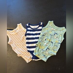 Carter's Striped and Printed Bodysuits - Blue, Orange, Green